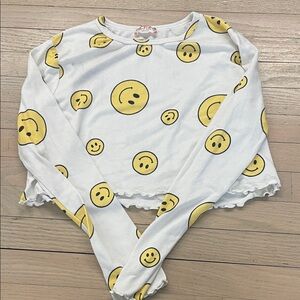 Altar'd State White Top with Yellow Smiley